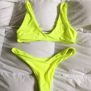 Zaful Highlighter yellow swim suit